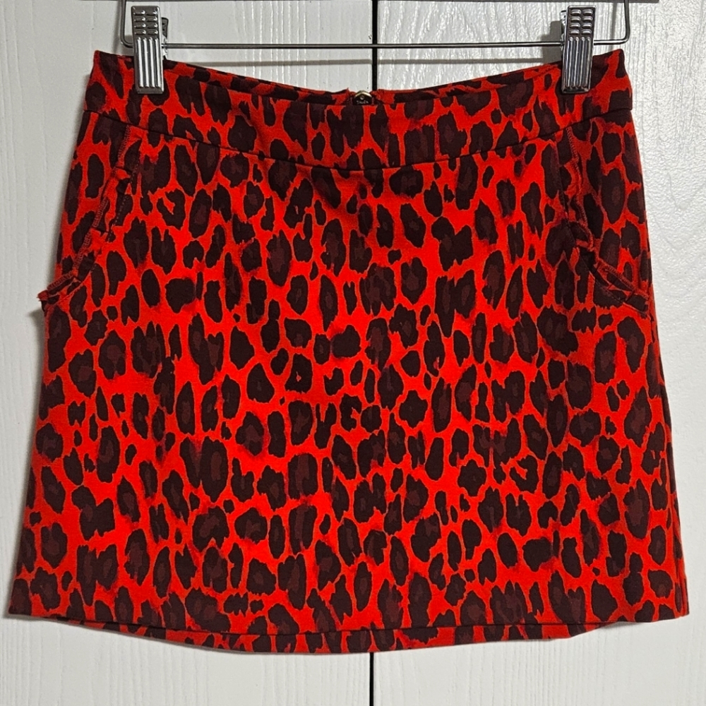 NWOT KATE SPADE Chic Girl's Leopard Print Skirt - Red and Black - size 12